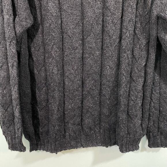 Alpaca 111 Women Charcoal Grey Baby Alpaca Cable Knit Turtleneck Sweater Size M - Picture 3 of 8